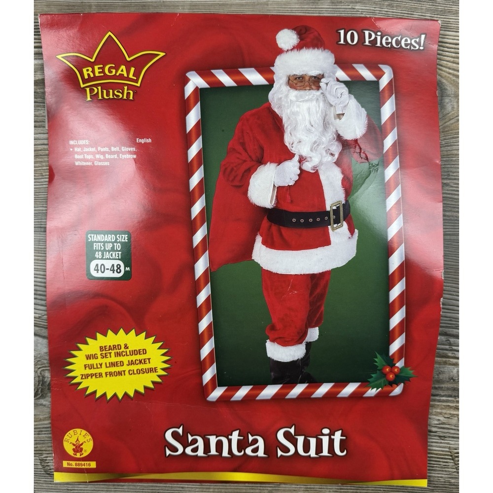 Rubies Adult Regal Deluxe Plush Christmas Santa Claus Suit Costume Fits 40-48